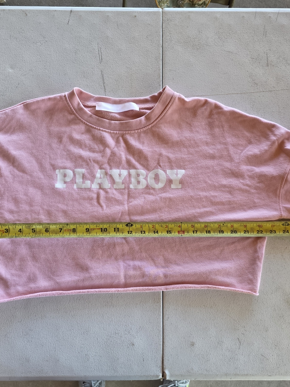 Playboy x Missguided Pink Cropped Sweatshirt Bunny Logo Spellout Y2K - Picture 7 of 8